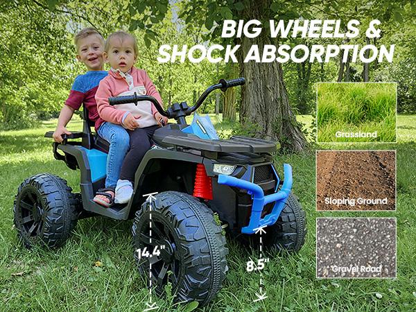 Hikiddo Kids ATV 4-Wheeler with 2 Seater, 24V Ride on Toy for Big Kids , 400W Motor, Bluetooth Hikiddo Kids ATV 4-Wheeler with 2 Seater, 24V Ride on Toy for Big Kids , 400W Motor, Bluetooth
