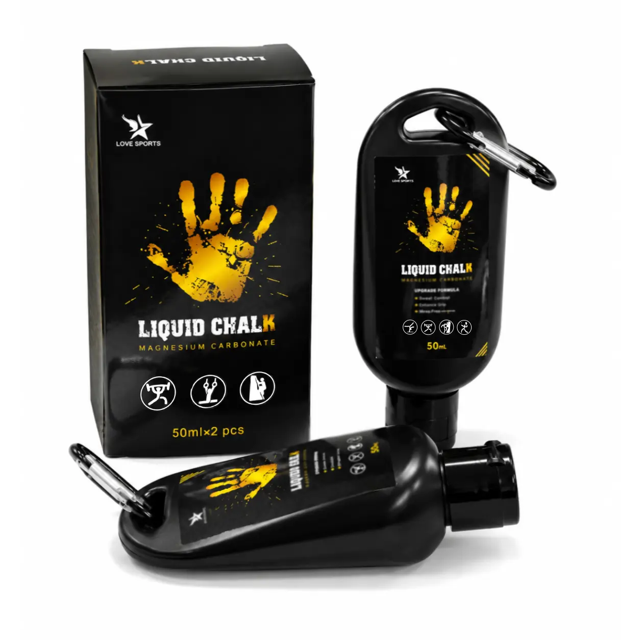2-Pack Liquid Magnesium Chalk Powder - Residue-Free, Anti-Sweat, Anti-Slip Grip, Quick-Drying for Rock Climbing, Weightlifting