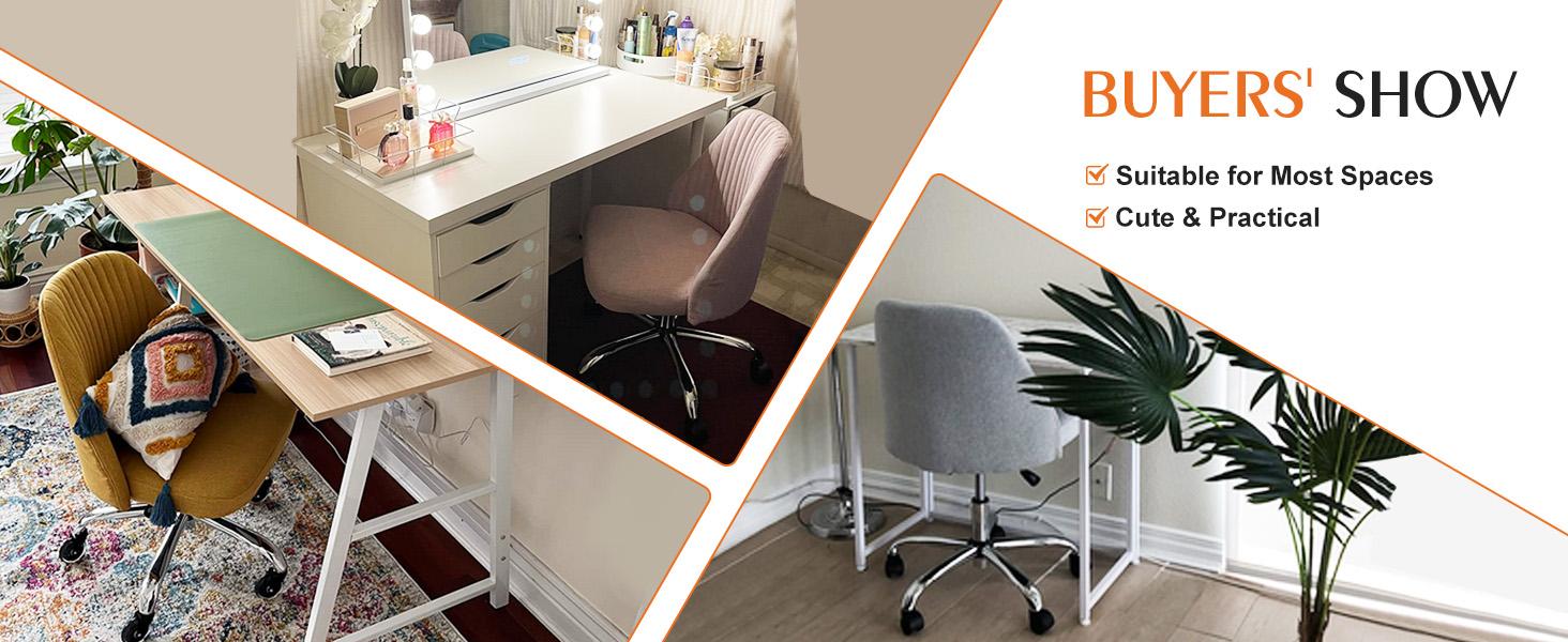 Office Chair, Modern Fabric Desk Chair with Wheels, Space-Saving Swivel Seating, Adjustable Comfort Computer Vanity Chair Office Chair, Modern Fabric Desk Chair with Wheels, Space-Saving Swivel Seating, Adjustable Comfort Computer Vanity Chair