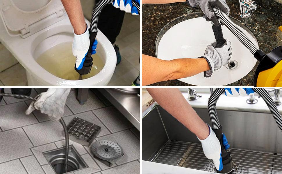 GARVEE Drain Cleaner Machine 30Ft x 3/10In, Auto-feed Electric Drain Auger, Piano Wire Cable, Foot Switch, for Sinks, Toilets, Floor Drains