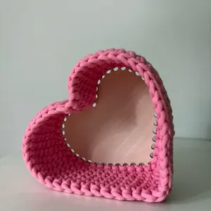 Heart Shaped Basket for Home Decor and Storage in Dusty Rose Color Perfect for Valentine's Day Gifts