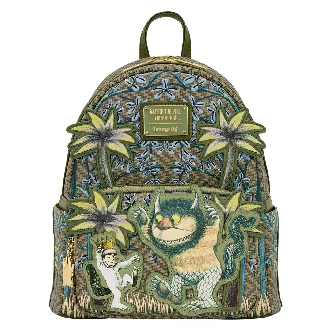 Loungefly Where the Wild Things Are Casual Printed Faux Leather Mini Backpack, Stylish Daypack for Book Lovers with Crown Zipper Charm, Casual Printed Backpack, Mini Backpacks