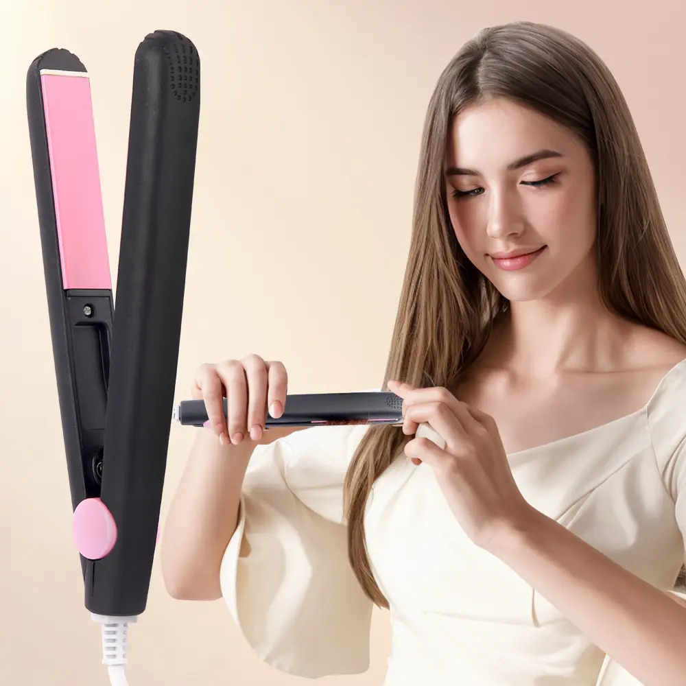 Plug-Powered Mini Straightening Plate Hair Straightener Curler, Portable Compact Multifunctional Curling Straightening Tool, Suitable for Student Dorms, 2-in-1 Styling Tool for Bangs