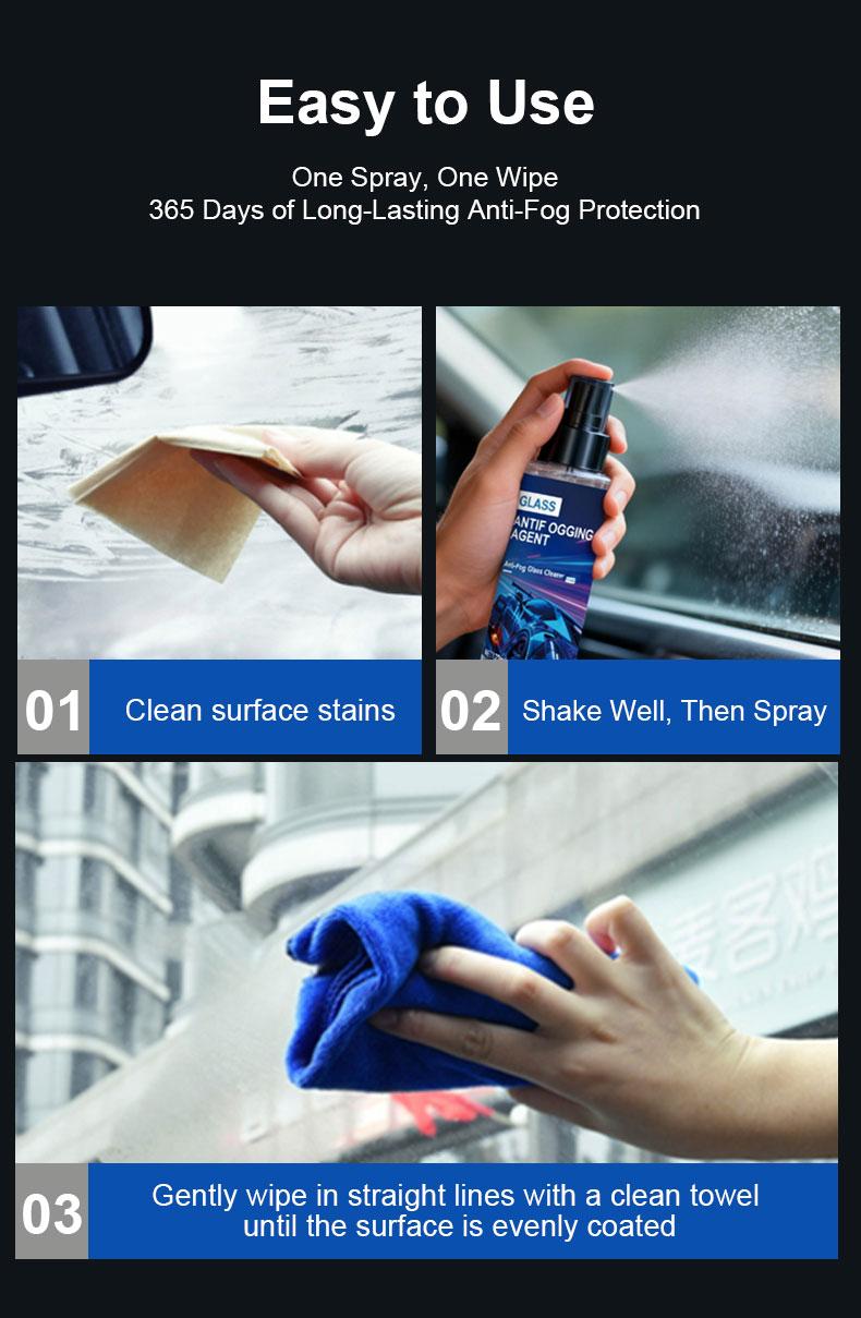 Windshield Cleaner & Anti-Fog Spray, 240ml Long-Lasting Defogger ...