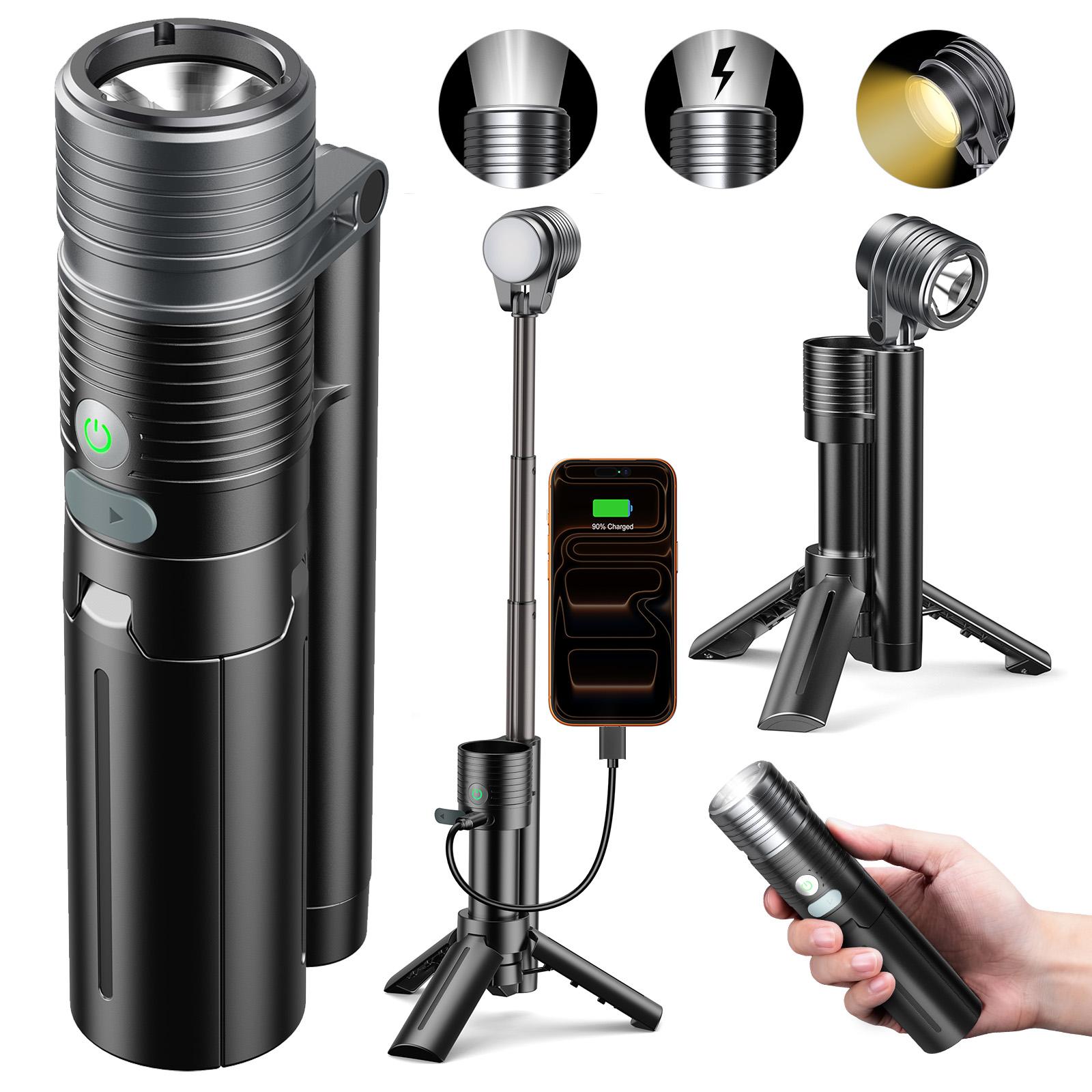 AsFrost Flashlight Mini Camping Lights, 180° Magnetic LED Flip with Tripod, Power Bank, Dual Color Modes, Waterproof, 8-Light Mode, 4500mAh Rechargeable Hiking Flashlight for Camping, Desk, or Emergency Use, Gift for Men Women Outdoor Enthusiasts