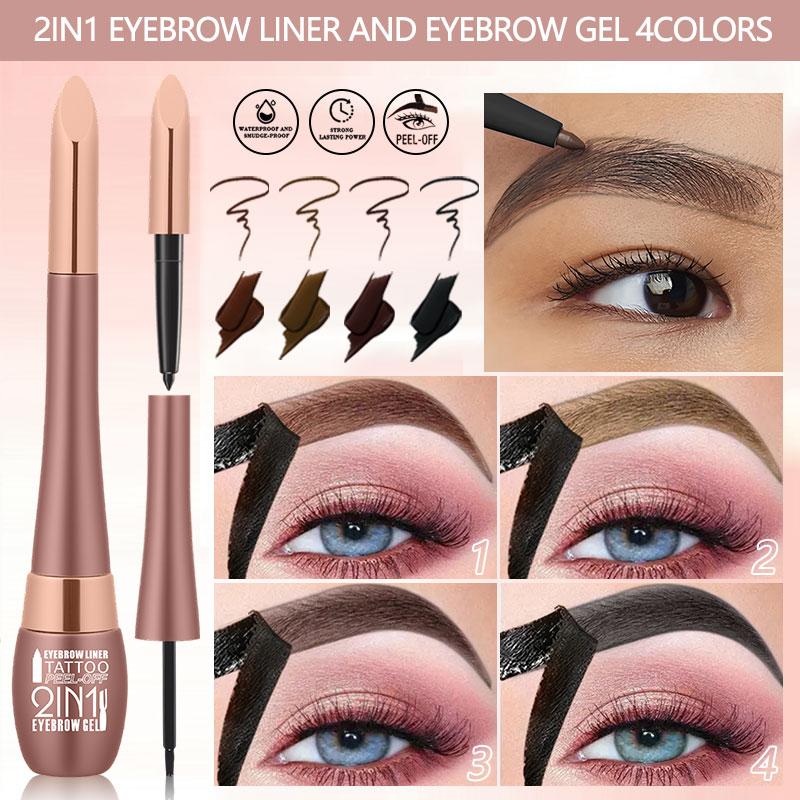 Easy Peel-Off Eyebrow Gel - Waterproof & Sweatproof, Long-Lasting Black or Brown Tattoo Tint, Film Forming, Medium Coverage for All Skin Types Waterproof Natural Shedding Eyebrow Gel Makeup Cosmetic eyebrow pencil eyebrow gel eyebrow tint  1# Darkbrown
