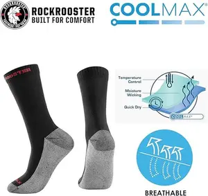 ROCKROOSTER Men's All Season COOLMAX Moisture Wicking Premium Work Socks (3 pairs/ 9 Pairs)
