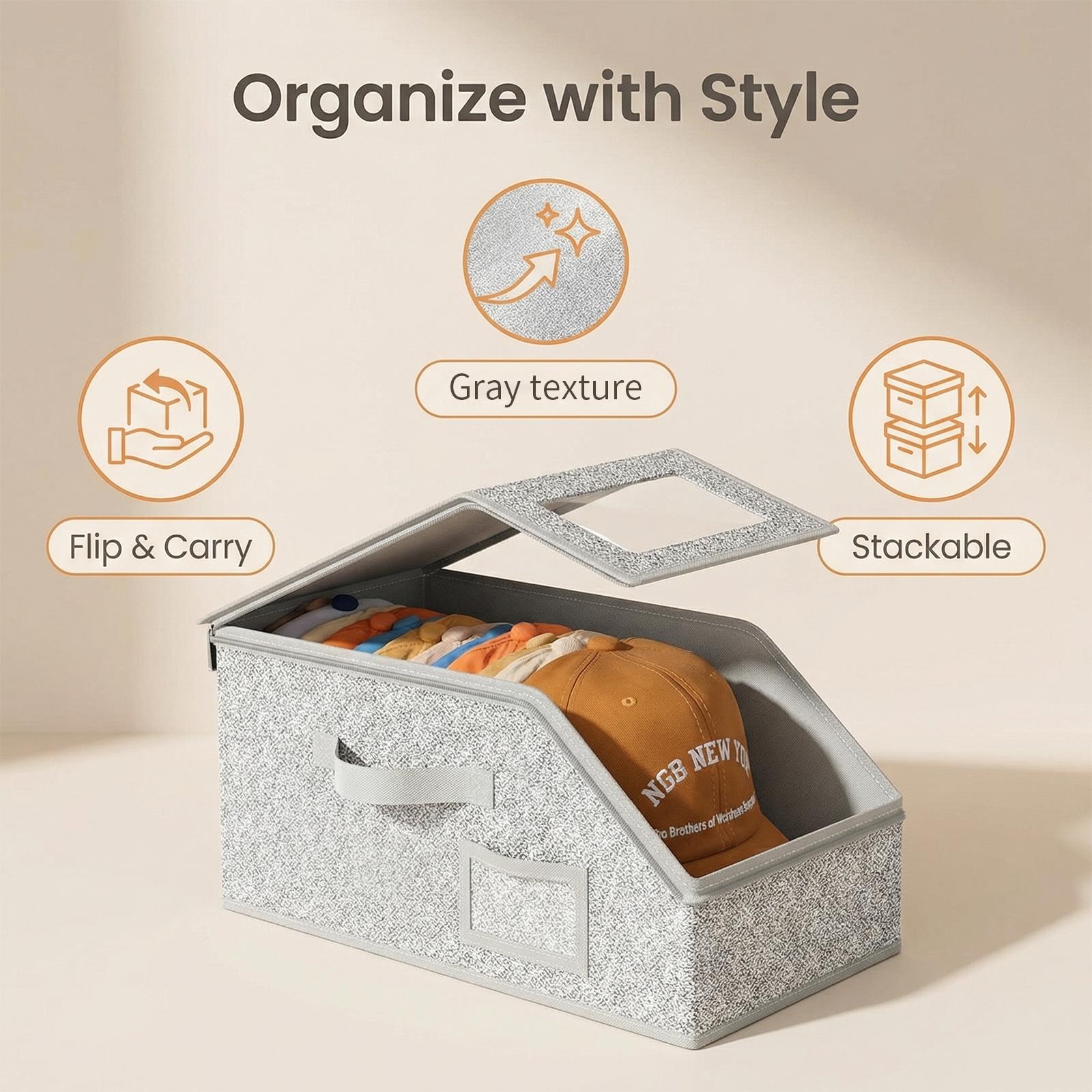 hat Organizer Baseball Cap Storage Box Holds Up to 24 Caps Durable Cardboard Stackable Hat Organizer for Wardrobe Easy Carry