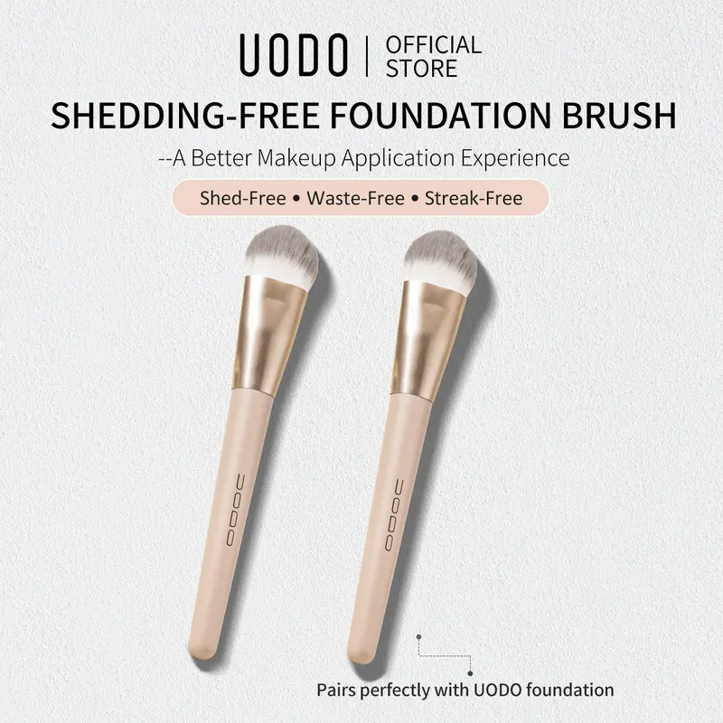 UODO Soft Oval Foundation Brush - Non-Absorbent Bristles Single Face Makeup Brush for Easy Application & Flawless Complexion Finish