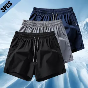 Men’s casual athletic shorts 3-pack, drawstring waist, side pockets, minimalist and versatile design, skin-friendly fabric, suitable for everyday wear, running, breathable for sports, beach, or outdoor activities gym short