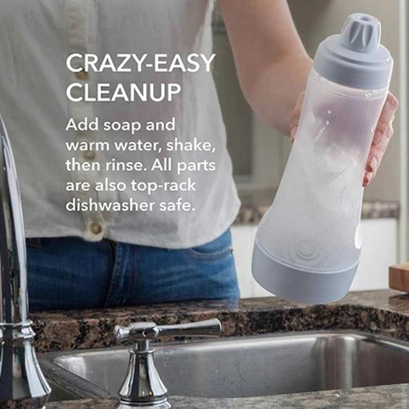 Pancake Batter Dispenser 2-in-1 Mixer Bottle with Stainless Steel Whisk Ball Easy-Pour Silicone Spout Reusable Kitchen Utensils for Pancakes Waffles Crepes and More - Smooth