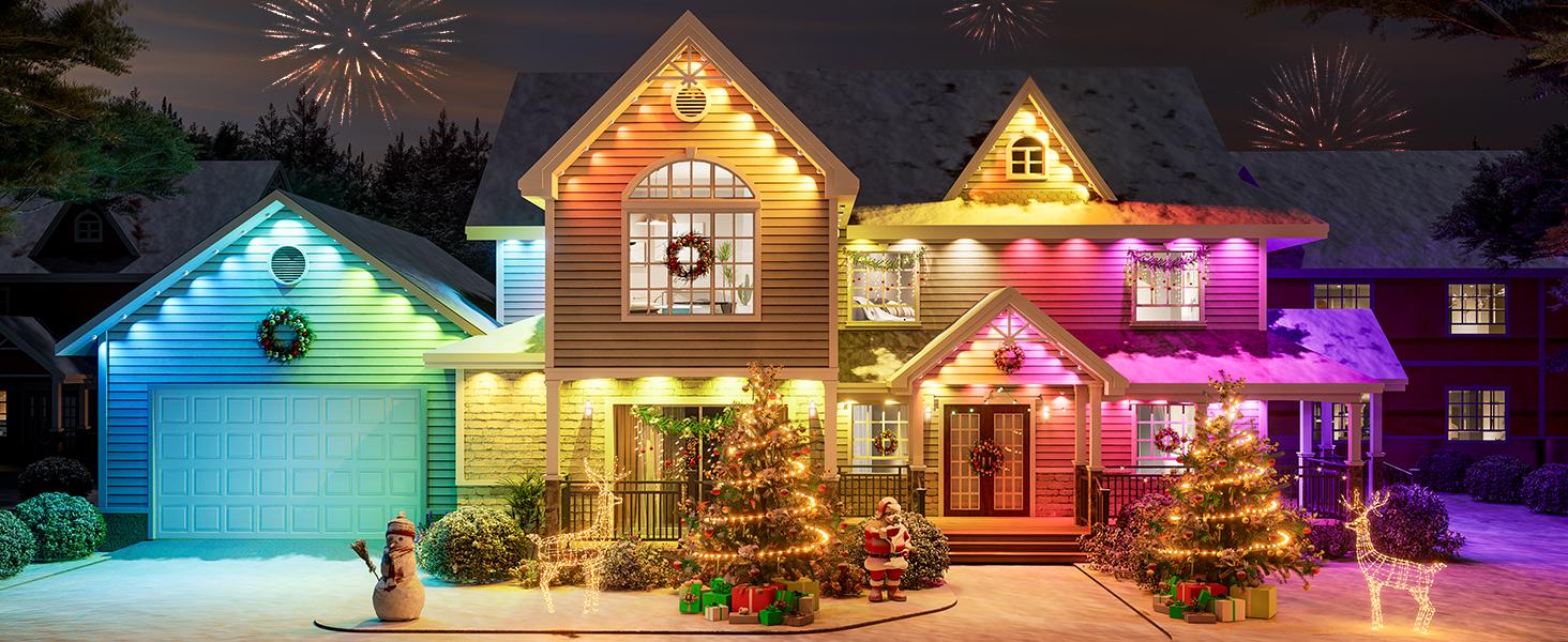Linkind Permanent Outdoor Lights HP2,100ft Smart AI RGBTW Christmas Lights, 85 Scenes Modes for Daily Holiday Christmas Decorations,IP67 Waterproof, Compatible with Alexa,Google Assistant