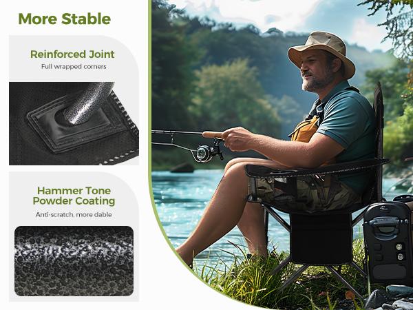 【Sophia&William】Oversized Camping Chair , 450LB Capacity with Cooler Bag,Heavy Duty Folding Outdoor Chair for Camping, Backyard & Tailgating