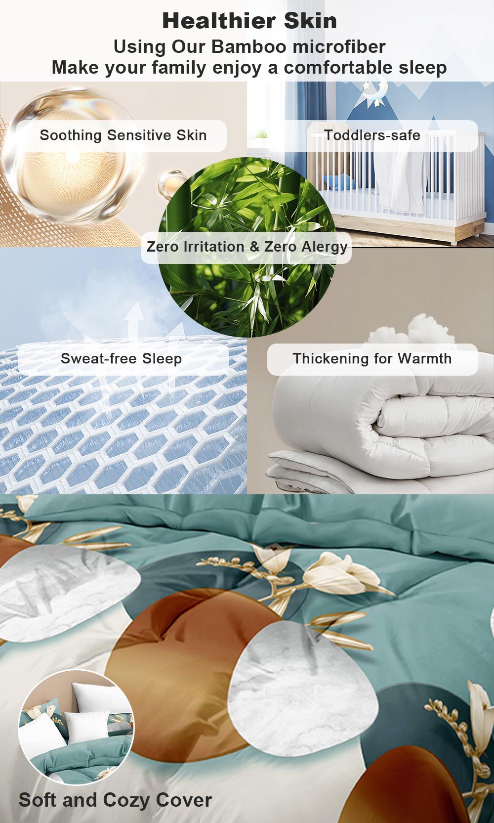 Thick Cotton Touch Bed Cover, 7 Piece in a Bag, Upgraded Luxury Bedspread Set, Bamboo Microfiber, Home, Valentine's Gifts twin size