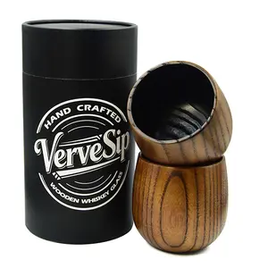 【VerveSip】The Original Charred Wooden Bourbon Glass | Whiskey Gifts for Men Who Have Everything | Unique Bourbon Gifts for Dad, Boyfriend & Whiskey Lovers | Premium Wooden Drinking Glasses for Him
