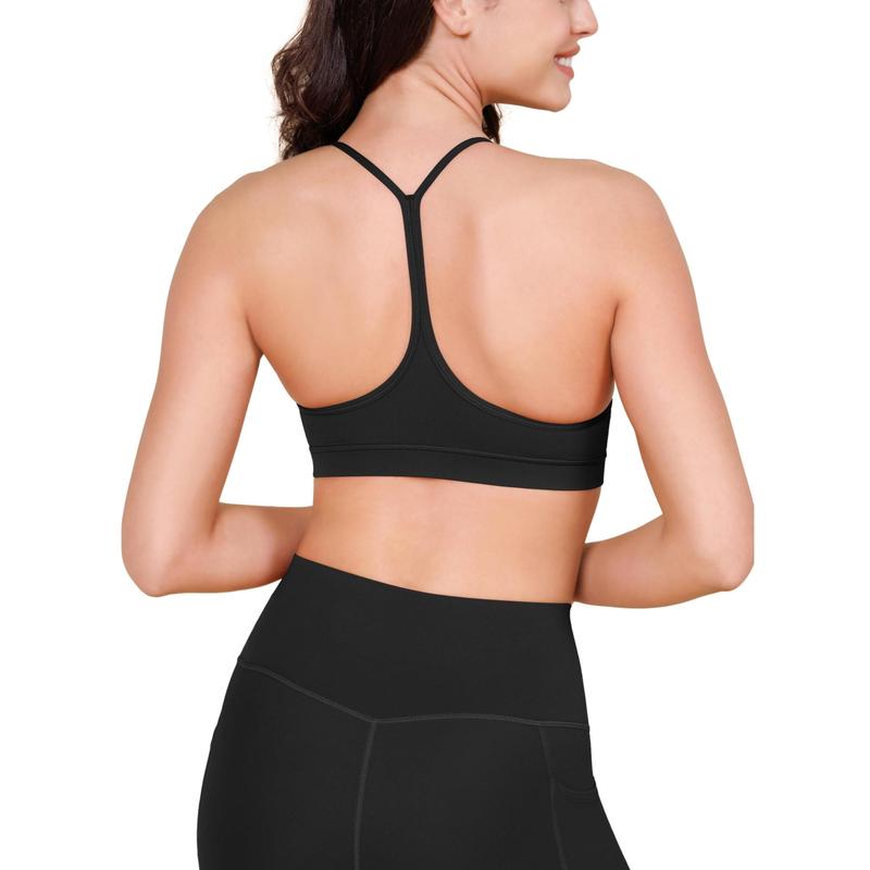 ODODOS Cloud Feeling Y Racerback Sports Bra for Women Wirefree Padded Strappy Yoga Bra