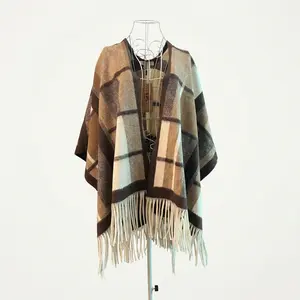 Vselectstudio #5 Plaid Shawl Wrap Scarf Fringe Tassel Blanket Scarf Classic Checkered Cape Poncho for Women Soft Warm Cozy Fall Winter Fashion Shawl Wrap Stylish Fashion Accessory for Women Daily Wear Travel Outdoor Outfit