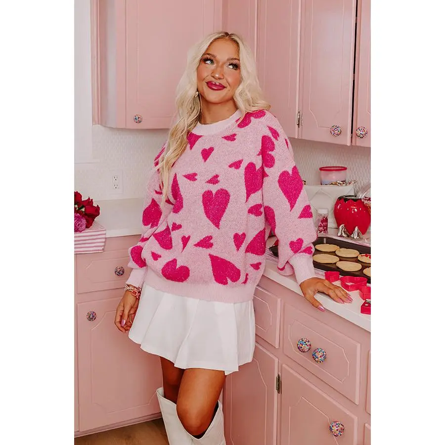 Chocolate Hearts Knit Sweater