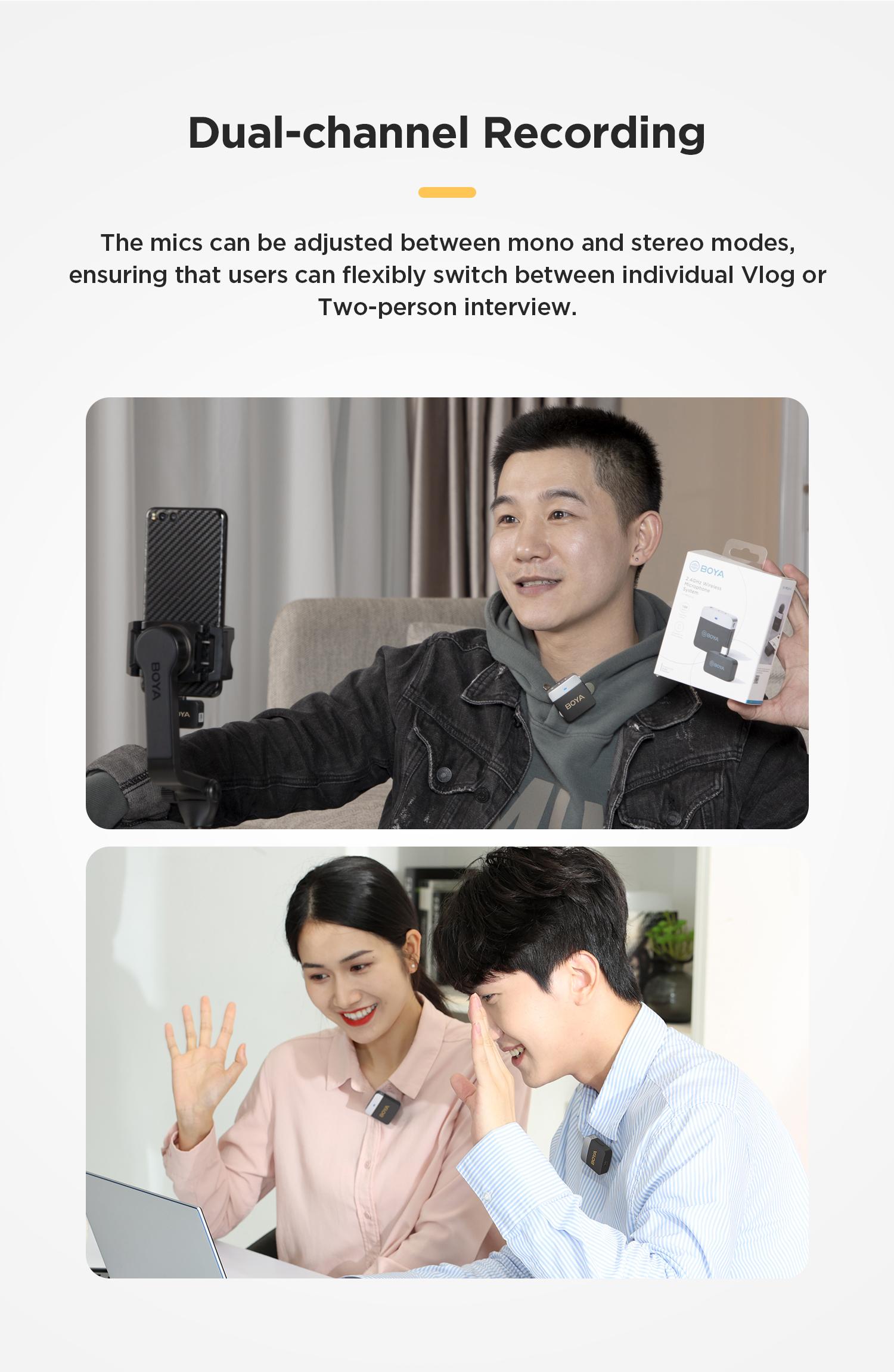 BOYA BY-M1V Wireless Lavalier Microphone Active Noise Cancelling Mini Lavalier for iPhone iPad USB-C Android Phone Camera Laptop