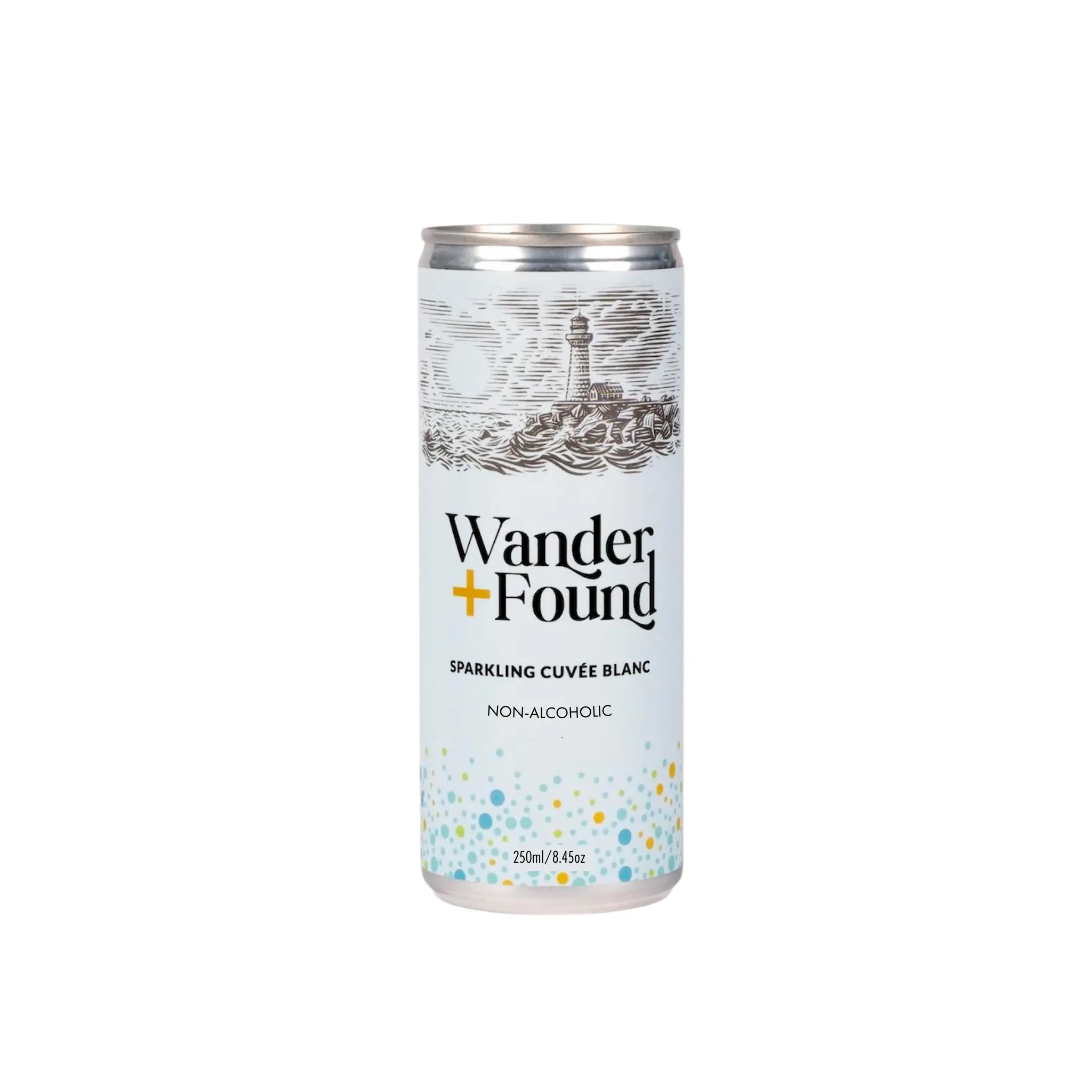 Wander + Found Non-Toxic Ambient Dealcoholised Sparkling Cuvée Blanc Wine Cans - 8.45oz Fruity, Berry, Smooth Flavors Better Rhodes Alcohol-Free Beverage for Adults, Ideal for Beach Picnics