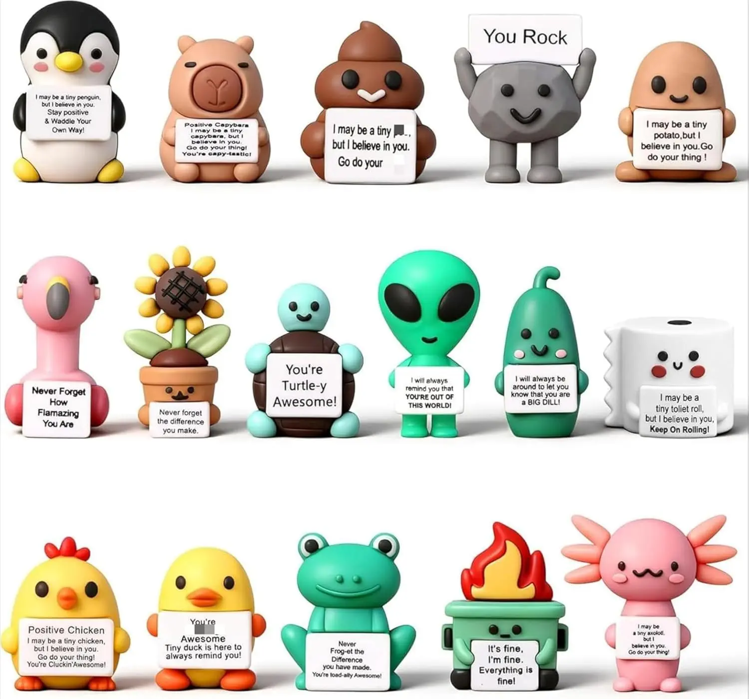 Gejoy You Rock Mini Figure Set Positive Gifts Tiny Stone Statue Motivational Desktop Decor 3D Ornament Spread Love Emotional Support Employee Appreciation for Office Workers Colleagues Friends Students Birthday Party Favors Perfect for Christmas Gift
