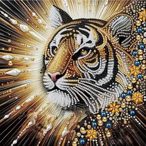 Tiger Diamond Art Kits for Adults Beginners,Animal Diamond Painting Kits,5D Special Shape Crystal Rhinestones Paint by Diamonds and Crafts for Adults Home Wall Decor 12 X 12inch