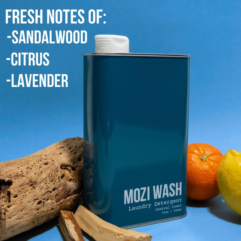 Mozi Wash Laundry Detergent 1 Pack  - World's Best Smelling - Plant Based Household Scented Cleaning Display Worthy Eco Friendly Tins Non Toxic Formula Cozy Cashmere Sugar Dew Desert Poppy Alpine Woods Central Coast  Vanilla Moon Infinitely Recyclable
