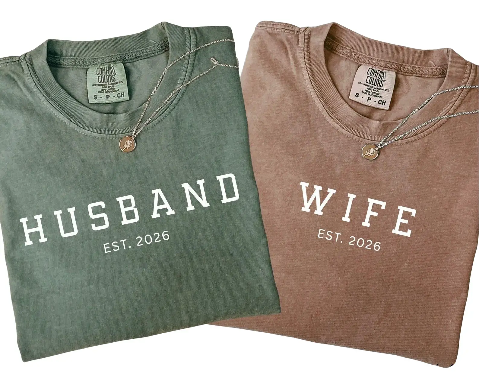 Personalized Husband and Wife Matching Couple Comfort Colors T-Shirt, Newlywed Wedding Shirt, Just Married Shirt, Wife And Husband Shirt, Matching Couple Shirt, Wedding Shirt, Full Size, Full Color