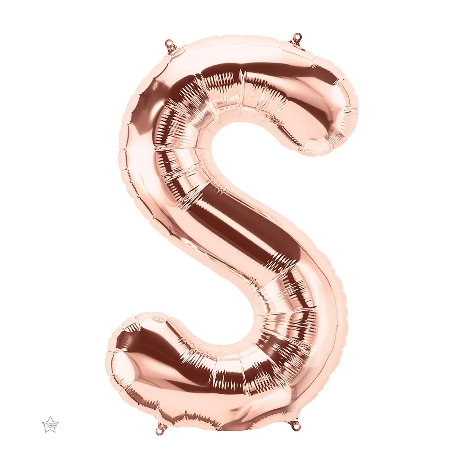 34-Inch Rose Gold S-Shape Letter Mylar Balloon, Easy-Inflation Blow Up Balloon Party Supplies for Graduation Party Decor