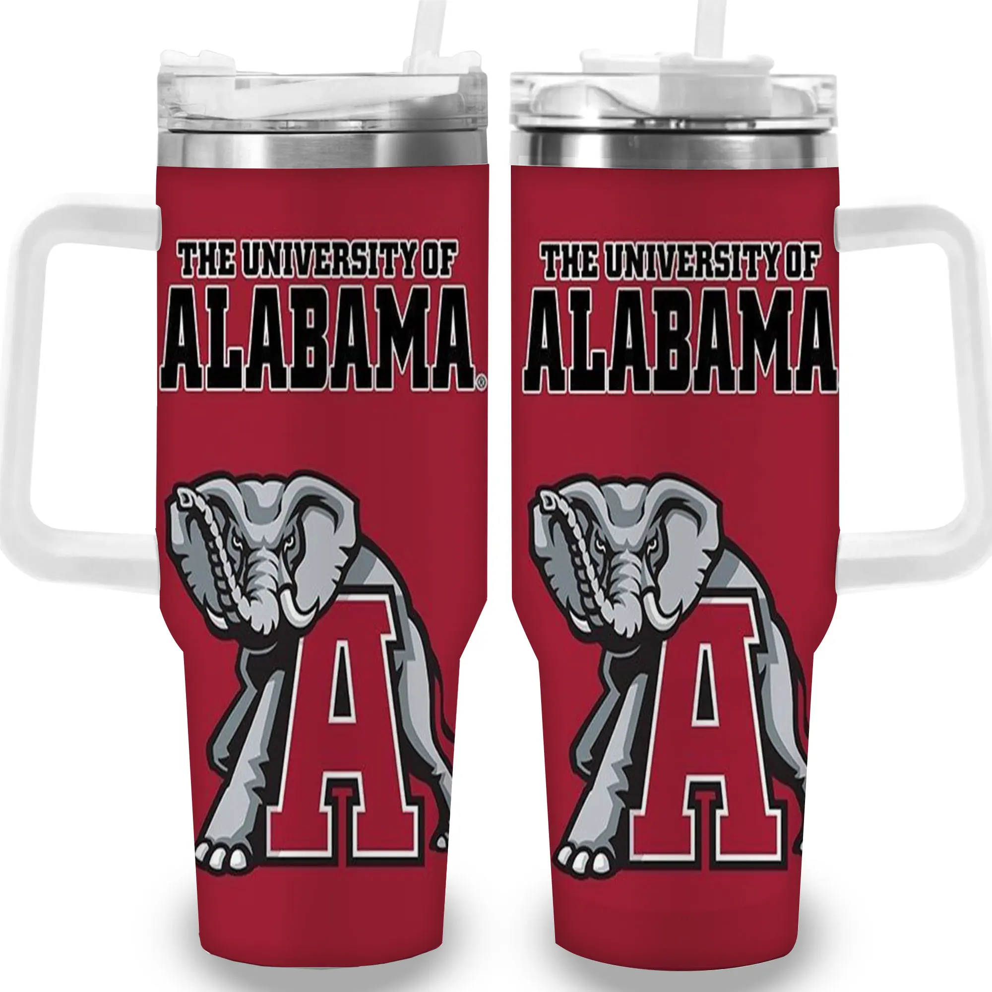1pc 40oz University of Alabama Elephant Insulated Vacuum Flask Tumbler with Lid, Travel Coffee Cup, Gift for Men, Ideal for Halloween, Independence Day, Unique Kitchenware Drinkware, Flasks