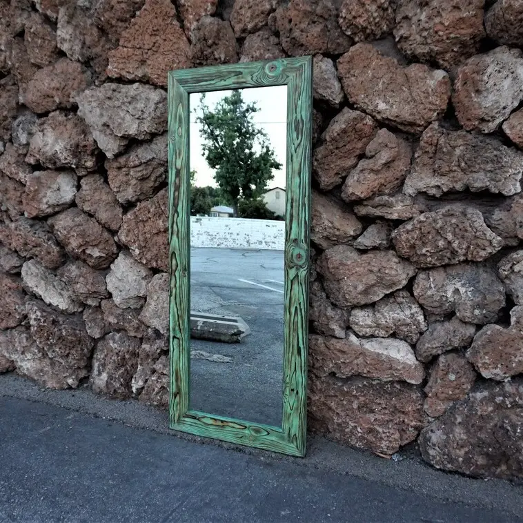 Large Wooden Mirror - Custom Wall Mirror for Bathroom, Rustic Design, Ideal for Home Decor Elegant Decorative