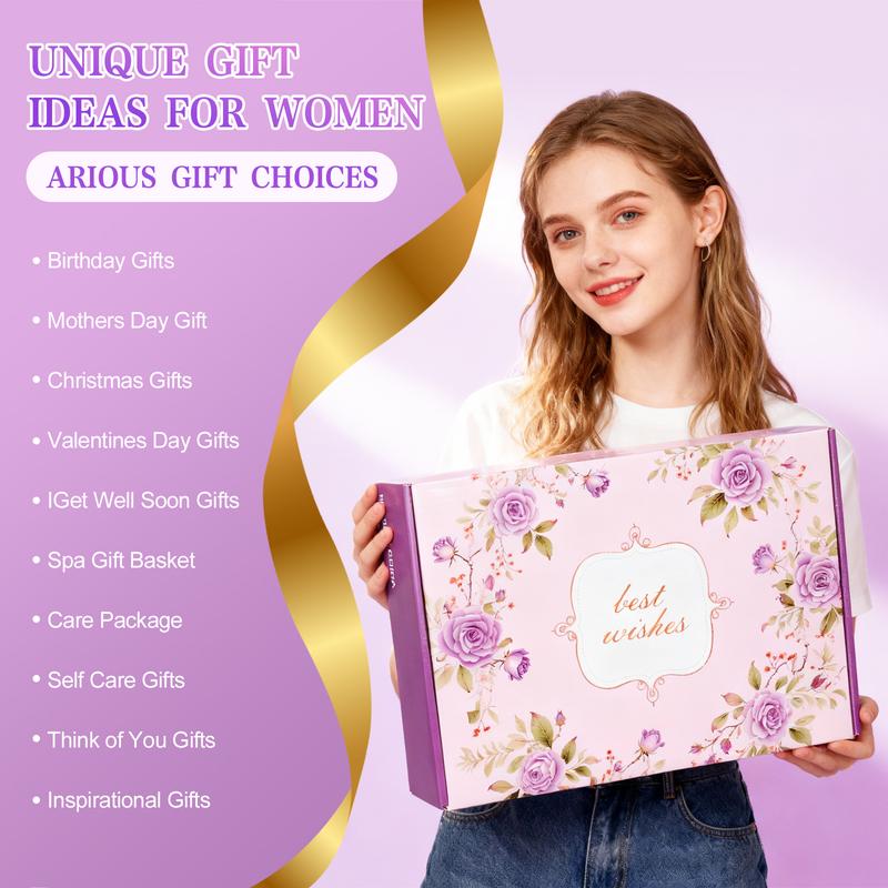 Valentine’s Day Gift Basket for Women – 21-Piece Handmade Birthday Gifts,   Self Care Gifts, Get Well Soon Gifts, Relaxing Spa Gifts, Care Package, Unique Anniversary Gift Basket with Flannel Blanket for Mother, Wife, Best Friend, Sister, Her