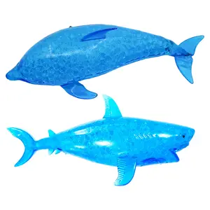 Bead-Filled Shark Squeeze Toy Stress Relief Blue Dolphin Sensory Toy Soft Stress Ball Simulation Sea Animal Pinch Fidget Toy