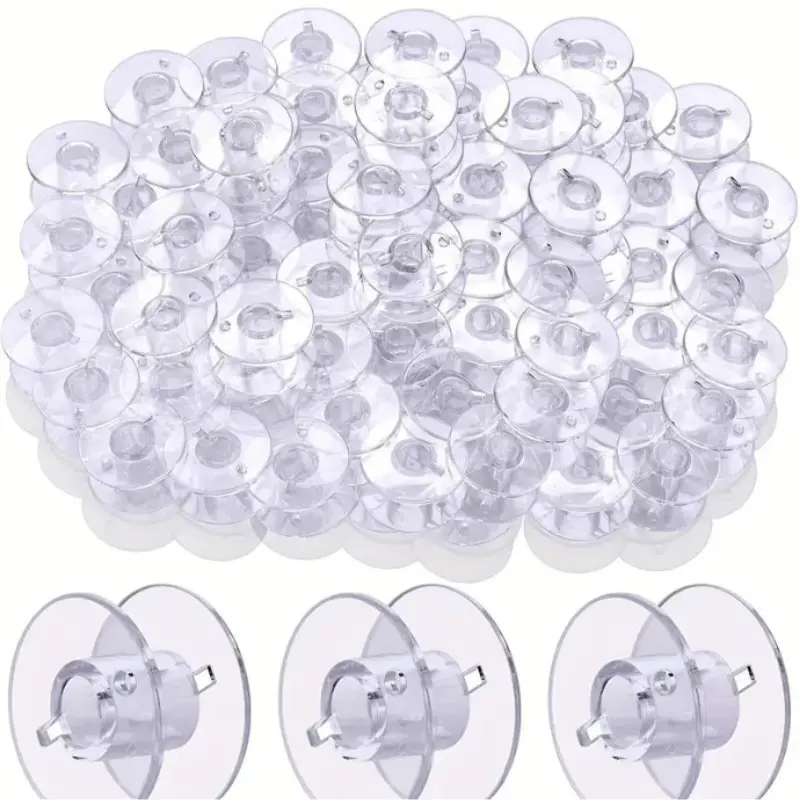 50Pcs Sewing Bobbin Spool Transparent Plastic Sewing Bobbin For Multiple Sewing Machine For Brother Singer Janome Kenmore Machines Embroidery Bobbins Sewing Accessories Sewing Tools Sewing Supplies