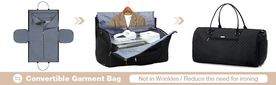 Lekesky Garment Bags with 6 Set Packing Cubes, Garment Convertible Weekender Bag for Women, Large Carry On Garment Bags for Travel, Duffle Bag