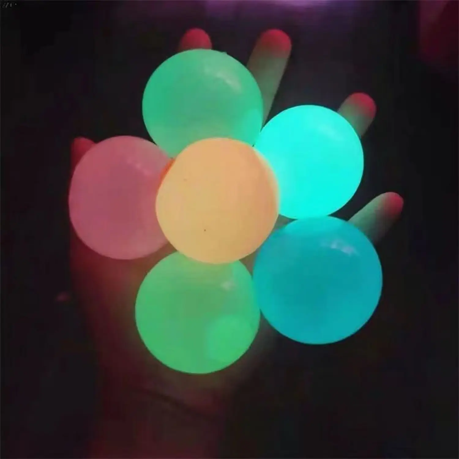 6 Piece Set/light Glow Wall Balls, Squeeze Stress Relief Target Balls, Interactive Tpr Wall Absorbing, Portable Pressure Relief, Sensory Pressure Release, Dart Sticking Balls, Squishy Sensory Fidgets, Soft Sensory Fidget, Sensory Fidget Gift