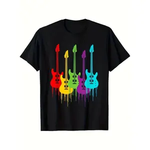 Vibrant Rainbow Dripping Electric Guitars TShirt Music Lover Guitarist Musician Gift Idea RocknRoll Fan Cool Graphic Tee Guitar Player Shirt Birthday Present Unique Design Musical Art Concert Festival Apparel