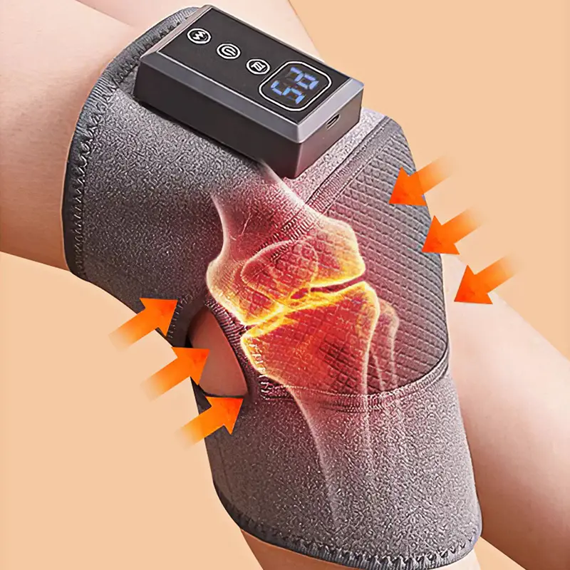Cordless Heated Knee Massager with Vibration, 5 Heating Levels & 5 Vibration Modes, 3 in 1 Heated Knee Pad for Knee, Shoulder, Elbow Support, Black