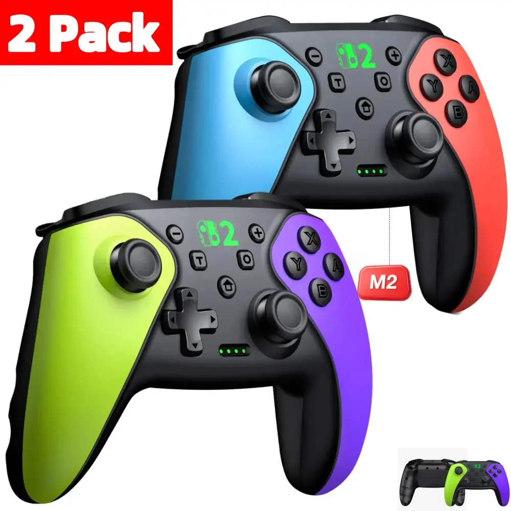 2Pcs Wireless Switch Controller for Switch/Lite/OLED/Swicth 2 Controller, Switch Controller Joysticks Work with iOS/Android/PC-Switch 2 Pro TURBO Controller with Wake-up Programmable