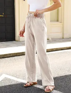 Womens Baggy Sweatpants Wide Leg Palazzo Pants Acid Wash Cotton Pants Drawstring Athletic Jogger with Pockets