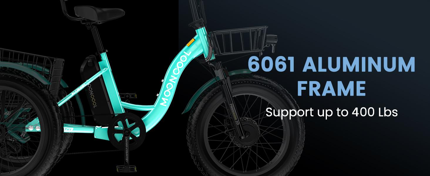 MOONCOOL TK1 Fat Tire Electric Tricycle for Adults, 20" x 4" Fat Tire Electric Trike, 48V 500W Motorized Electric Bicycle Bikes, 3 Wheels 7 Speed Ebike with Removable Battery, Aluminum Frame & Large Basket Ebike
