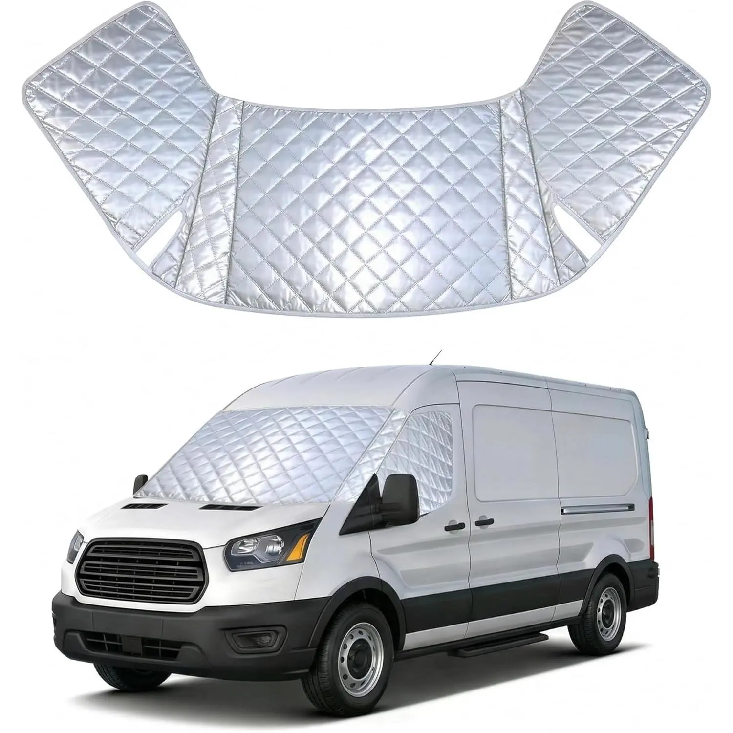Custom Fit RV Windshield Cover for Ford Transit 2015-2026, RV Accessories, Vehicle Specific All-Weather Sunshade with Heat Shield, Blackout Privacy, Water Resistant, Durable, Includes Portable Bag, Dustproof