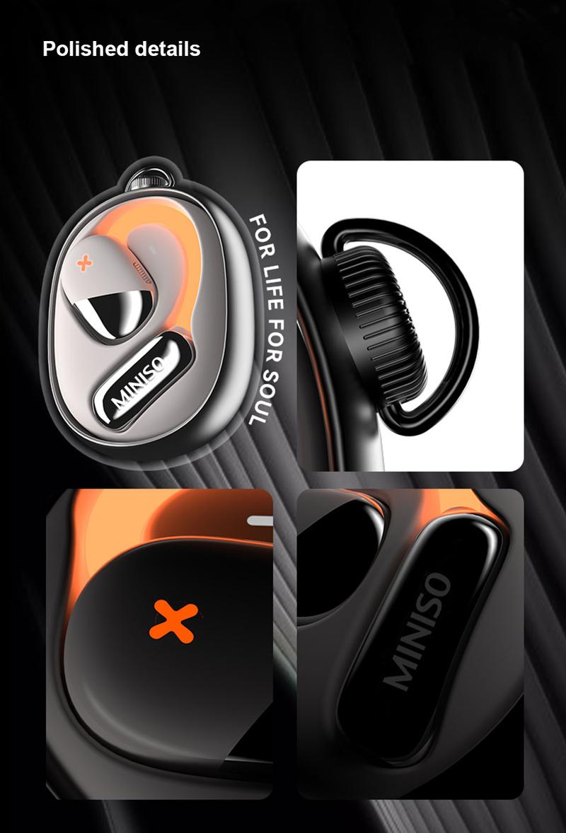MINISO Open Wireless Earbuds Bluetooth, Headphones Stereo,Built-in Mic Headset,headphones Stereo,30H Long Playtime,High-quality Sound Earbuds,Suitable,For Gym Running Workout