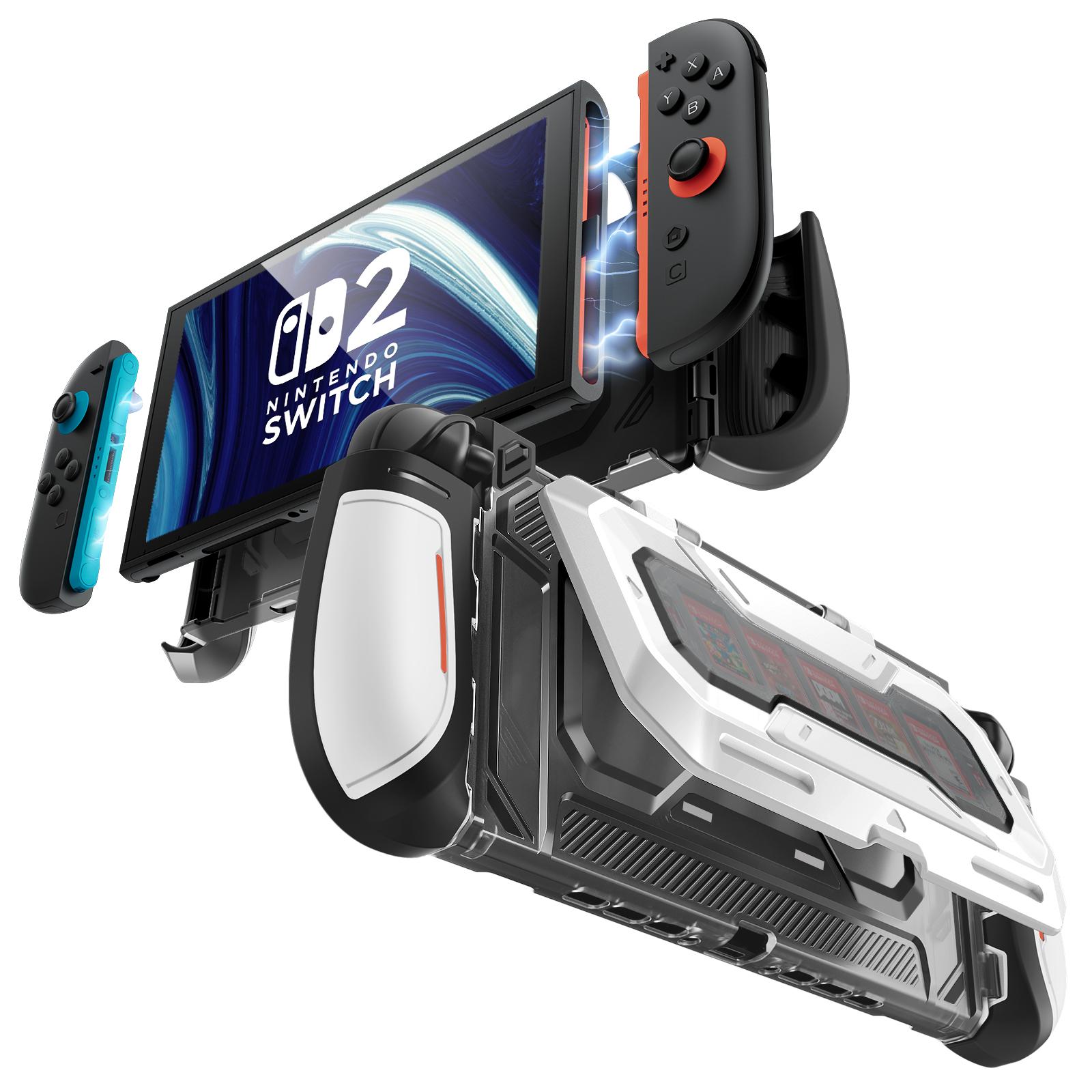 Mumba Dockable for Nintendo Switch 2 Case with Flip Stand, [Titan] Ergonomic Switch 2 Grip Protective Cover Holds 5 Game Cards & 2 TF Cards TPU Accessories and Quick-Release Joy-Con Design