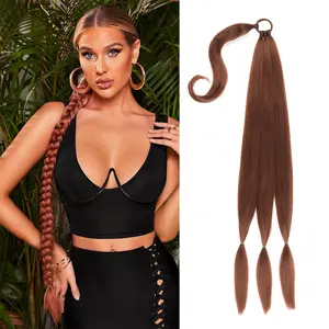 Long DIY Braided Ponytail Extension Hair Tie Straight Sleek Wrap Around Hair Extensions  Pony Tail Fluffy Natural Soft Synthetic Hairpieces for Women Daily Wear 34 Inch braid
