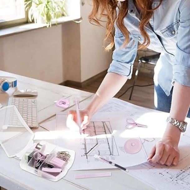 [New Deal] Mini School Supplies Kit, Pink Mini Stapler with Staples and Tape Dispenser Set, Mini Stationary Set Includes Sticky Notes Index Tabs Highlighters Gel Pens for Office & Back to School Supplies Art Materials