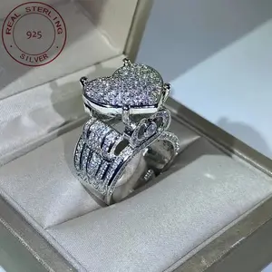 Elegant Heartshaped Zirconia Embellished 925 Sterling Sier Wedding Ring For Ladies