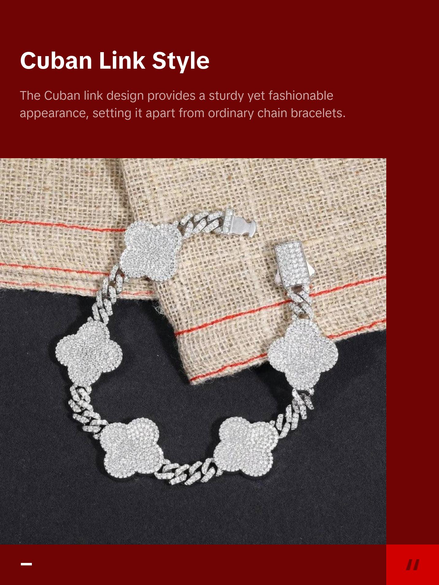 Four Leaf Clover Cuban Link Bracelet - 6mm