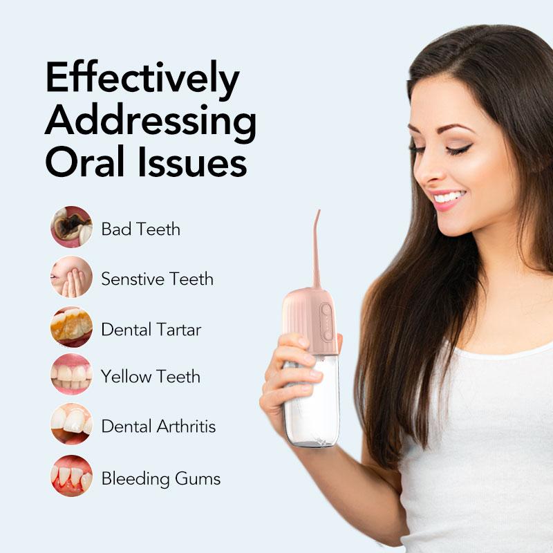 Operan Compact Dental Water Flosser,  IPX7 Waterproof 360°, Rotating Tips 4 Modes Cordless Oral Irrigator for Home Travel Gift Electric Teeth Cleaner - Travel Size Oral Irrigator 200ml Tank