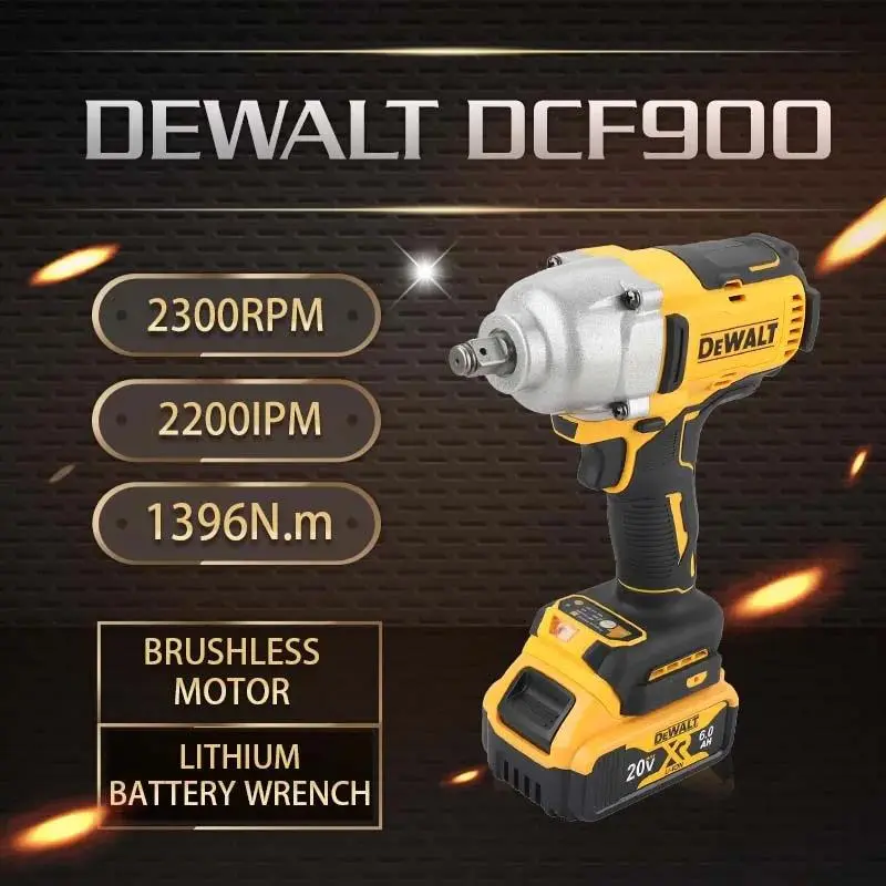 DEWALT 2025 DCF900 20V 1/2-in High Torque Brushless Cordless Impact Wrench with Hog Ring Anvil, Professional Repair Power Tool Tool Box Tool Kit
